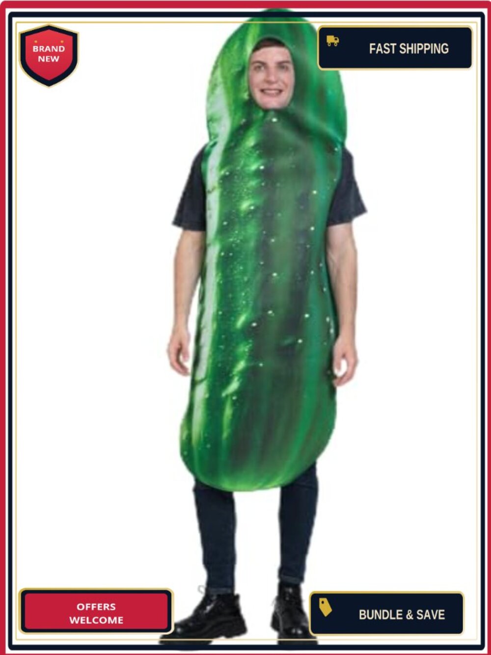Funny Pickle Costume Adult Tunic Halloween Cosplay Novelty Food